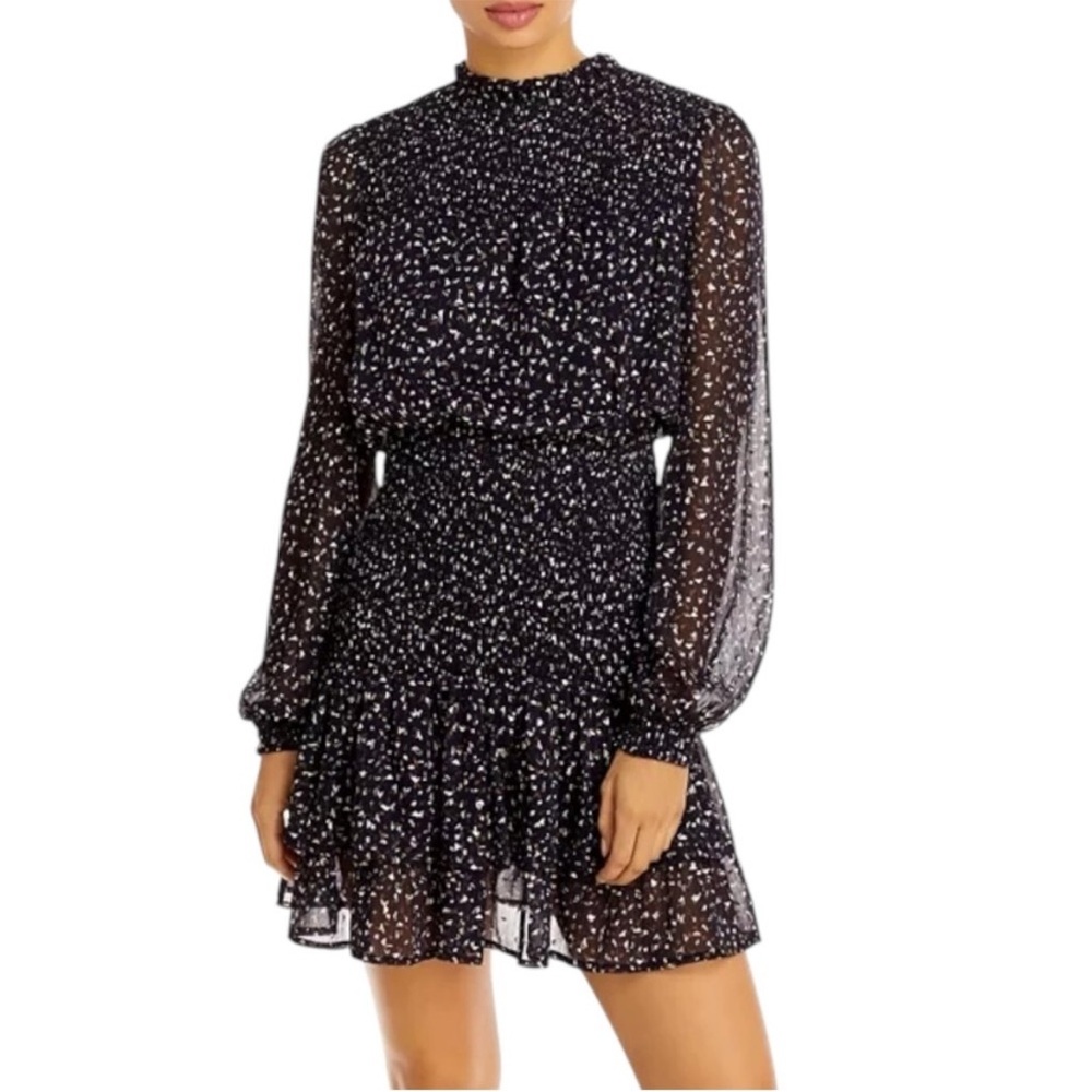 NWT Aqua Ditsy Geo Smocked Mini Dress